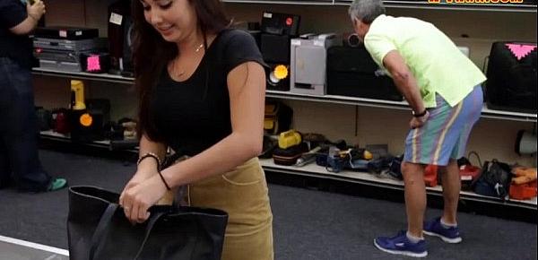  Busty college girl banged by pawn dude